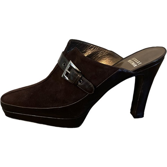 Stuart Weitzman SUEDE LEATHER BUCKLE MULES SZ 9.5 - Picture 3 of 4